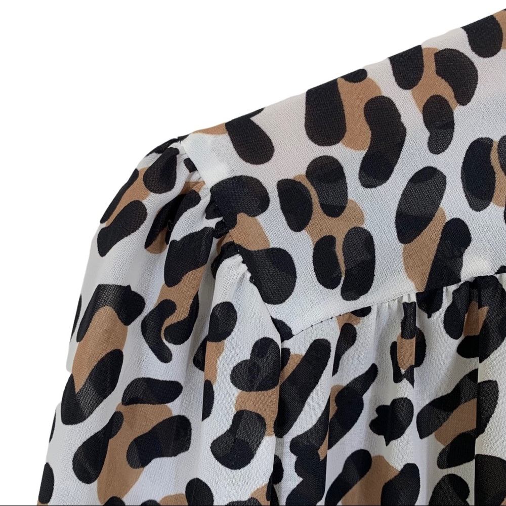 Vintage 1970’s Leopard Print Bow Tie Blouse - Picture 5 of 8